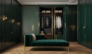 modern walkin closet dressing area with sleek minimalist design